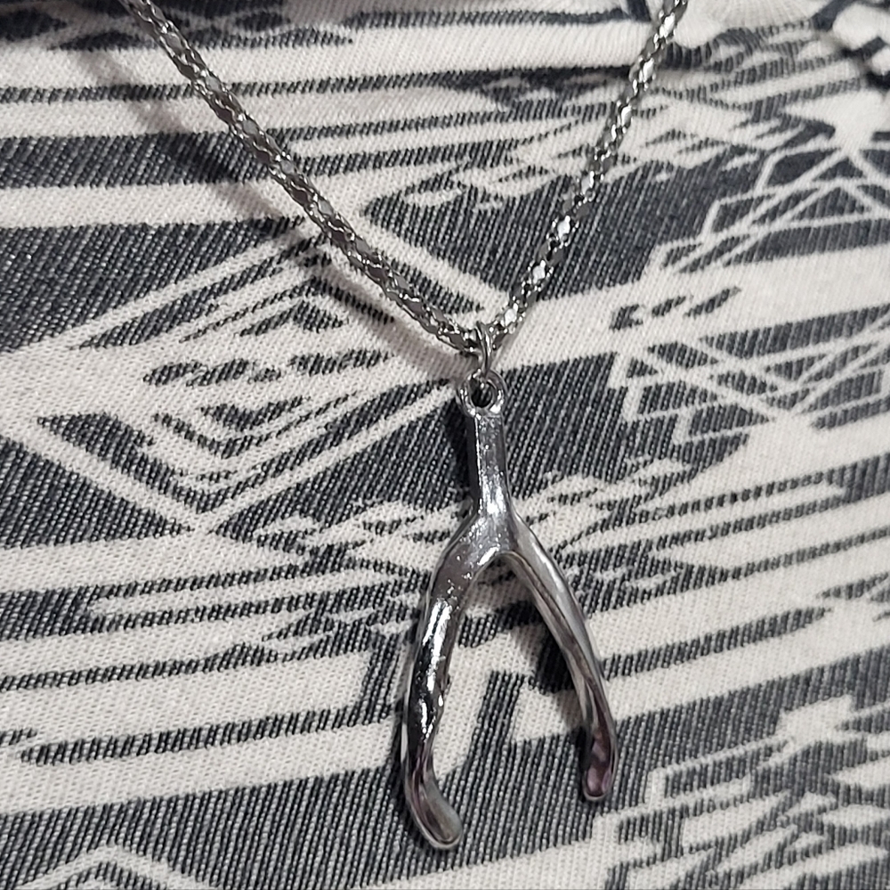 Silver Wishbone Necklace with 18" chain